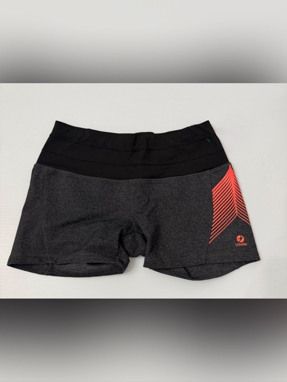 oiselle Charcoal Bike Shorts with Coral Accent Running Bike Booty - 2